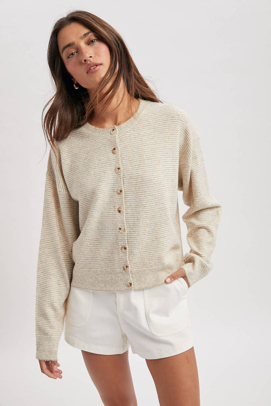 Sally Striped Button Up Sweater