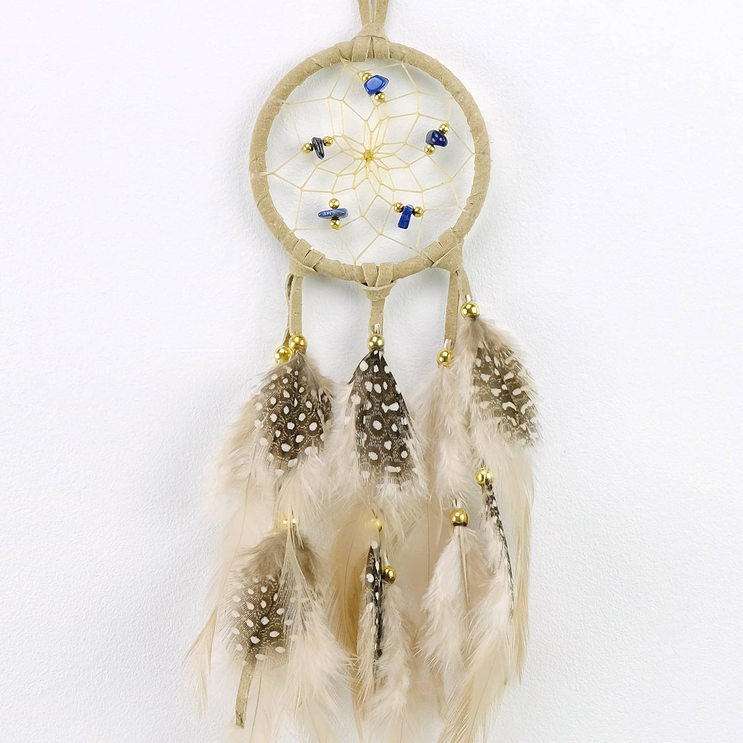 2.5" Tan Dream Catcher with Semi-precious Stones