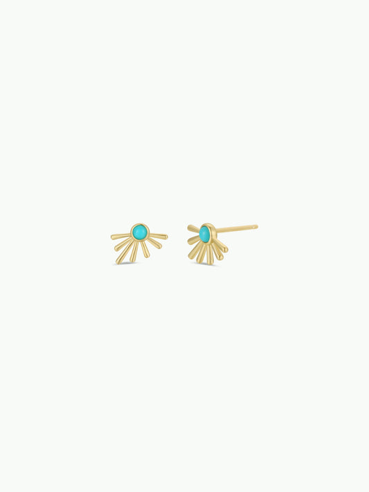 Sun Ray - Turquoise - Gold Earrings
