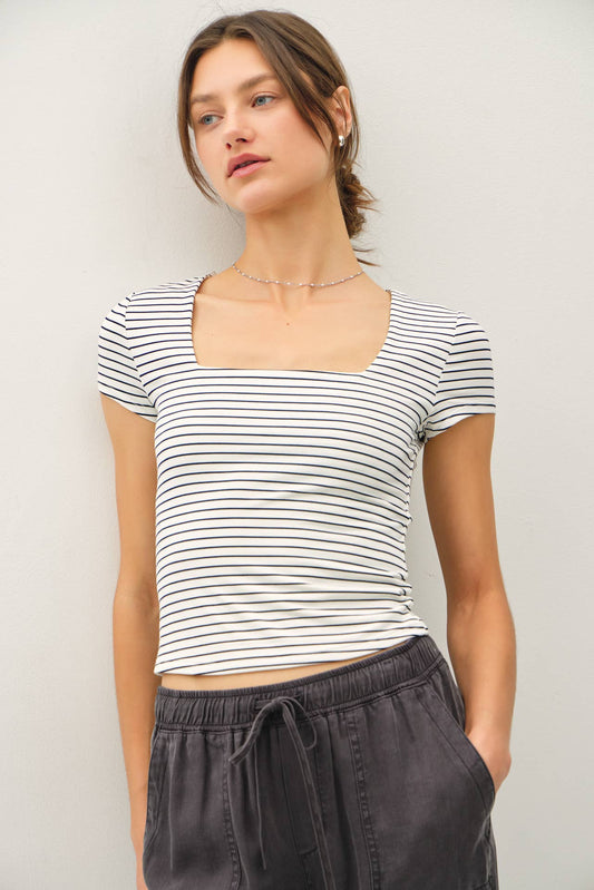 Ultra Soft Striped Square Neck