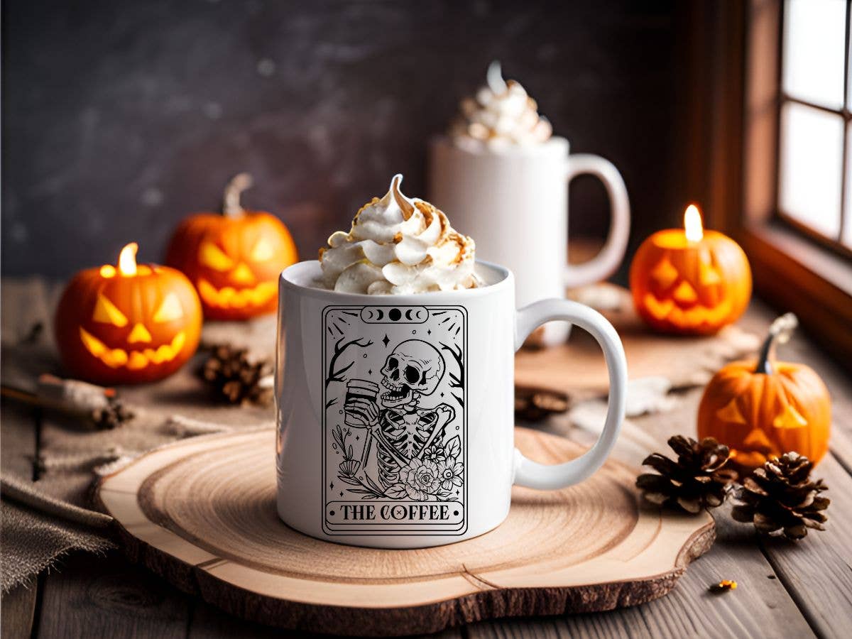 The Coffee Skeleton Tarot Card - Coffee Mug KTJ07