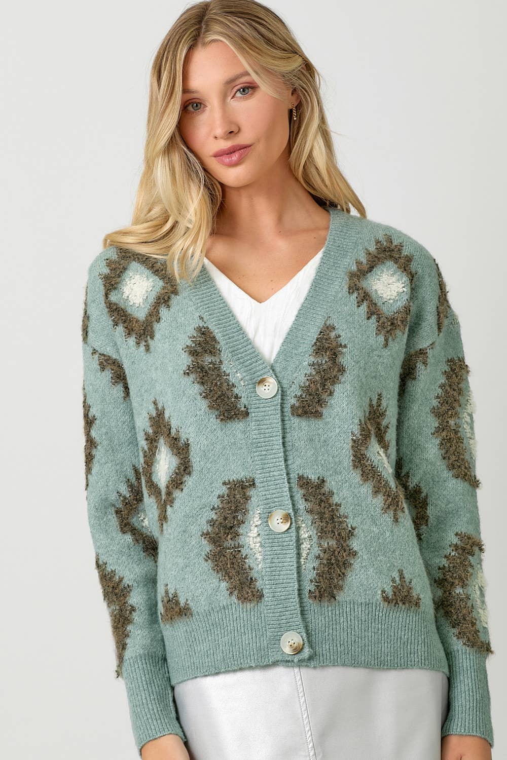 Aztec Pattern Button Down Cardigan
