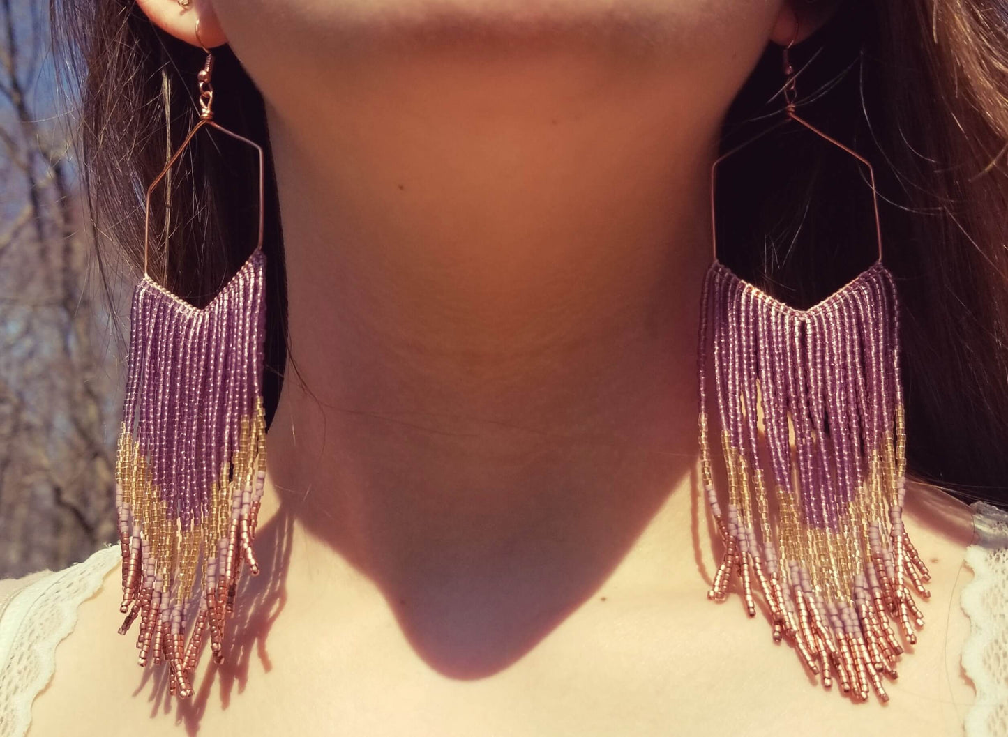 Twilight Large Beaded Fringe Shoulder Duster Earrings