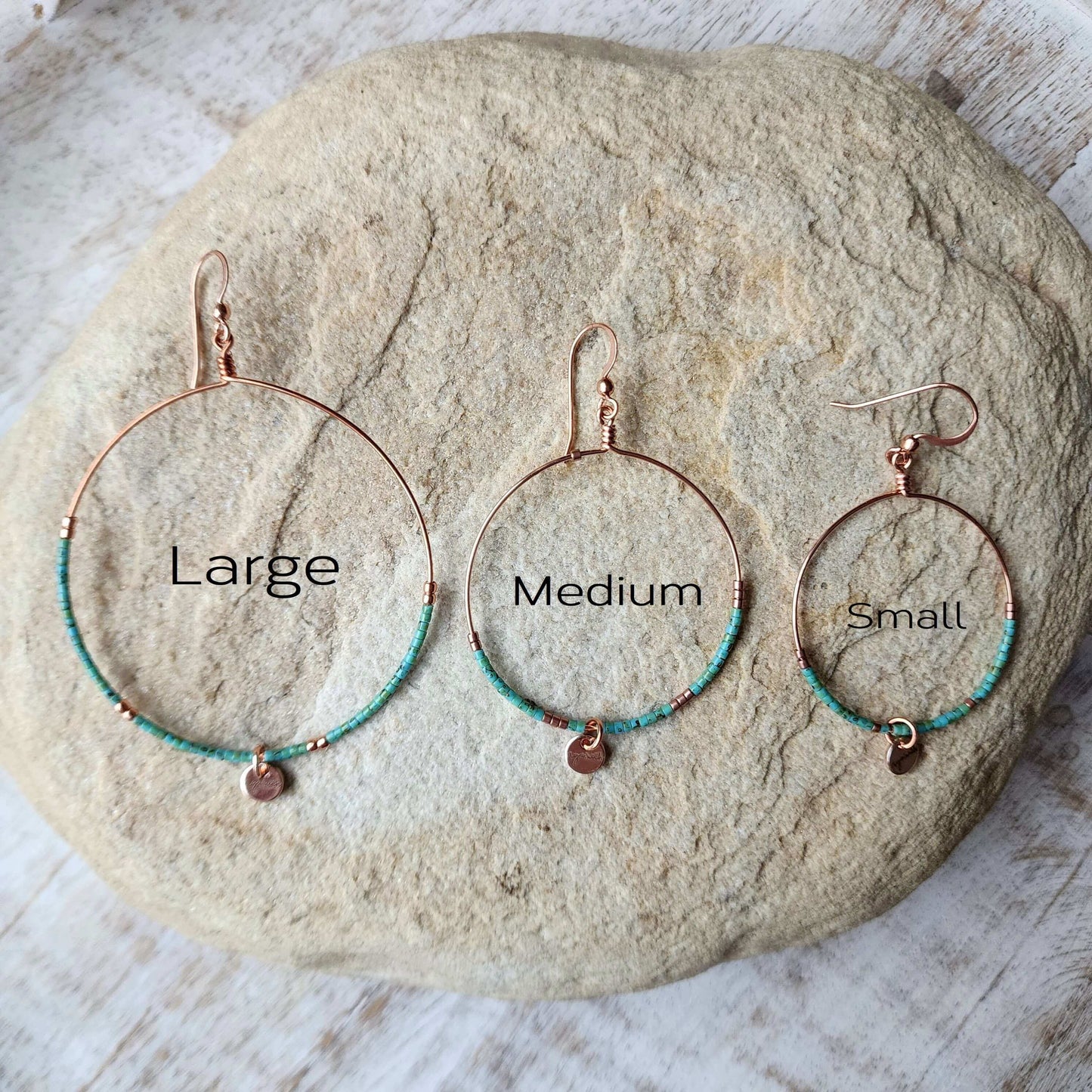 Blush White Beaded Hoop Earrings