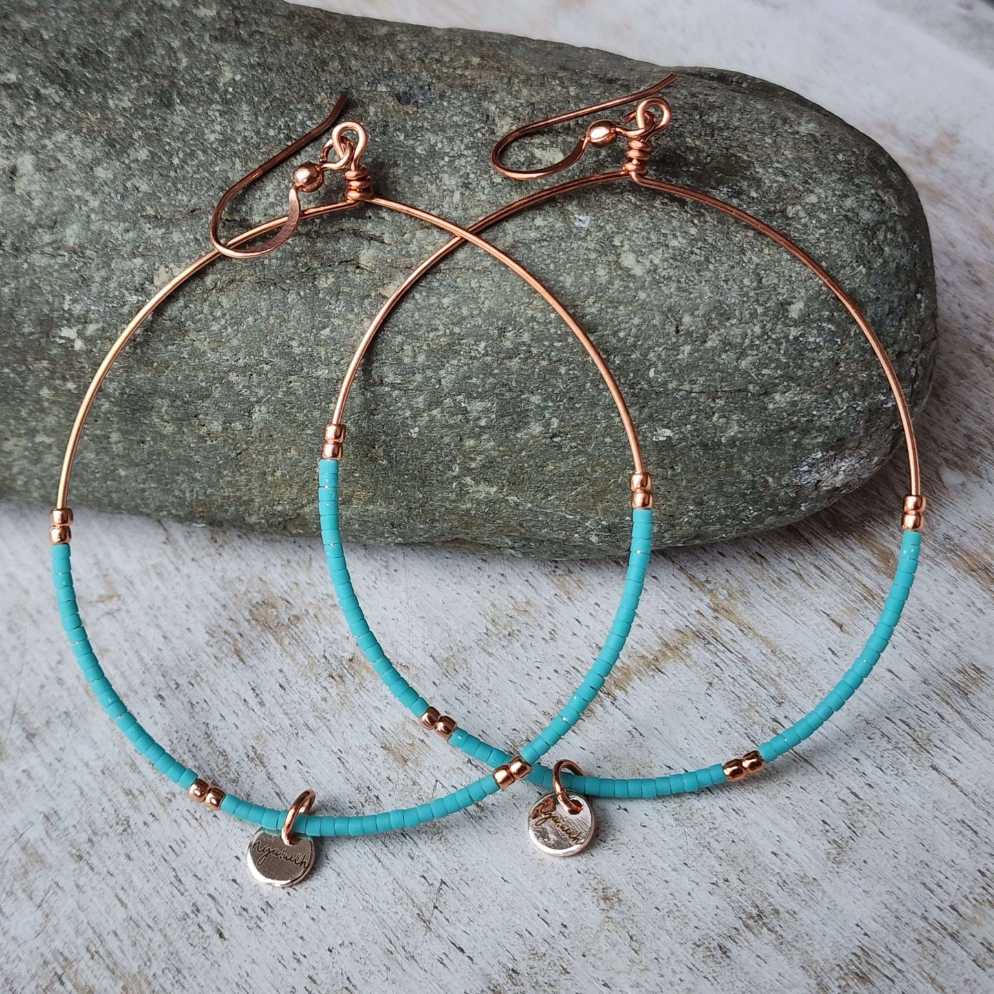 Turquoise Beaded Hoop Earrings