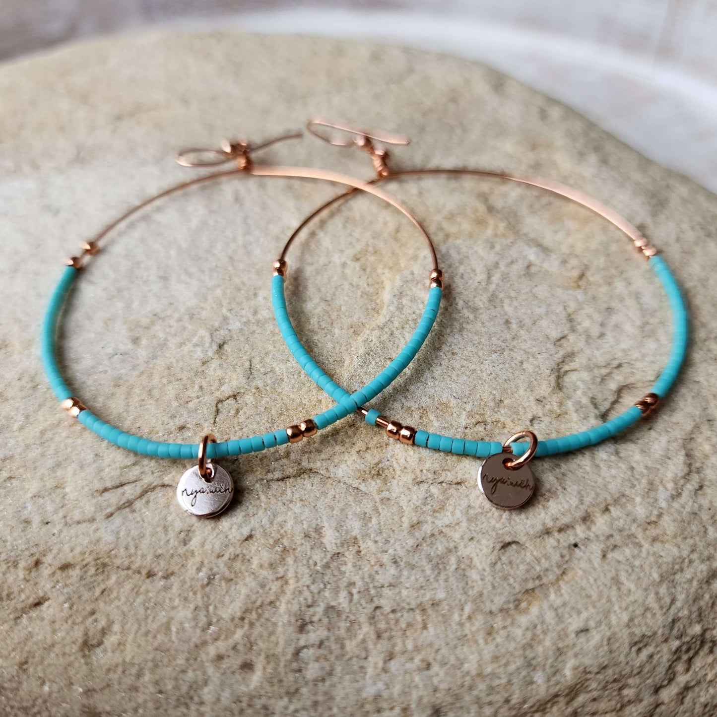Turquoise Beaded Hoop Earrings