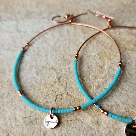 Turquoise Beaded Hoop Earrings