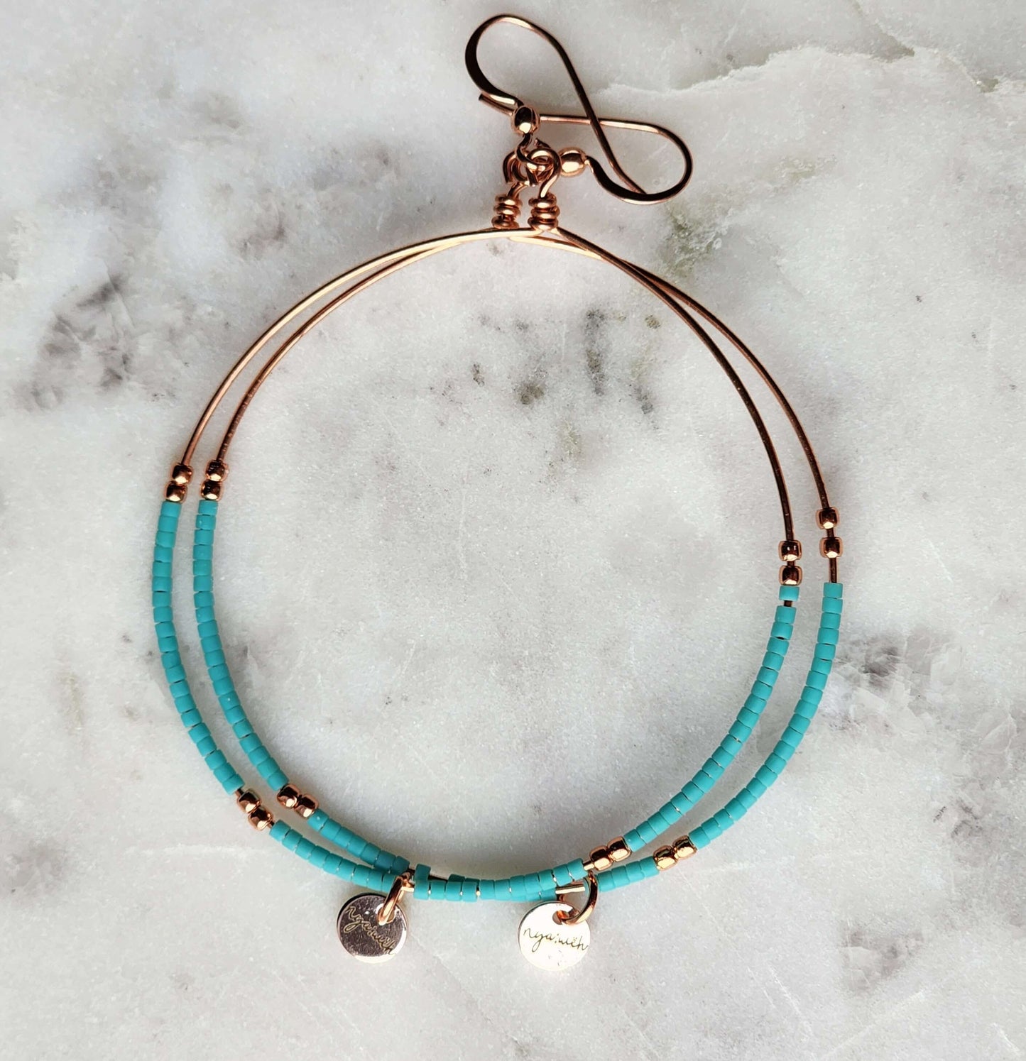 Turquoise Beaded Hoop Earrings