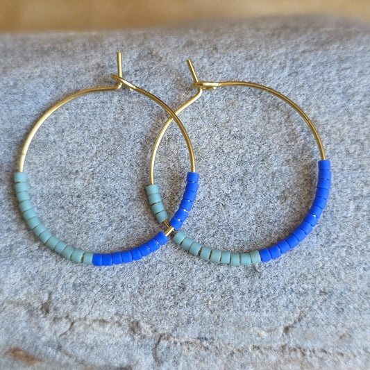Color Block Beaded Hoop Earrings | Small | Nyaweh