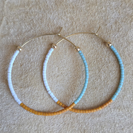 Color Block Beaded Hoop Earrings | Large | Nyaweh