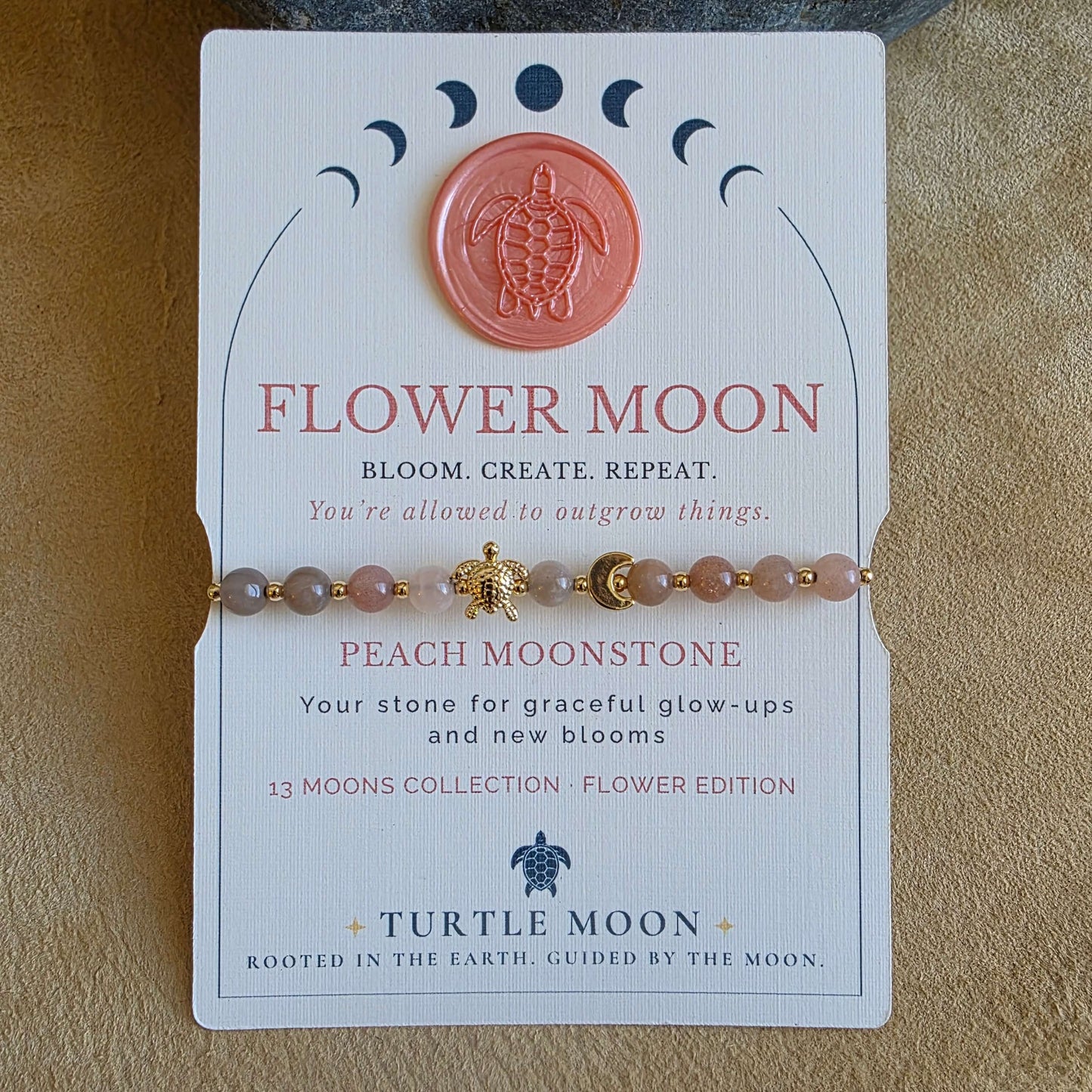 Flower Moon Bracelet | Peach Moonstone