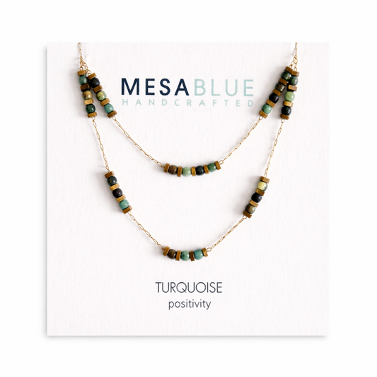 Square Gemstone Beaded Necklace