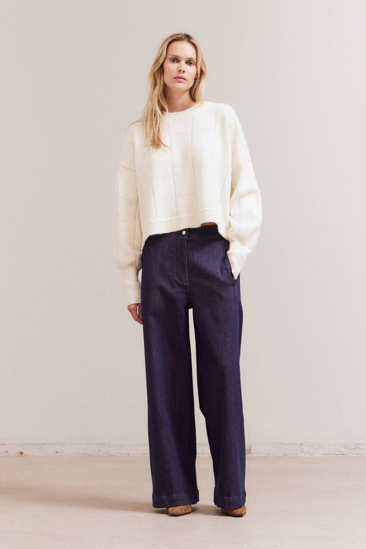 Textured Grid Knit Sweater