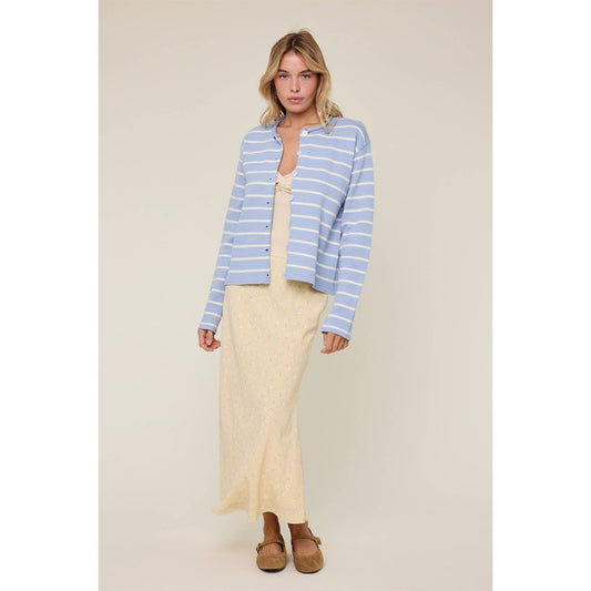 Ember Simple Striped Button Up Sweater