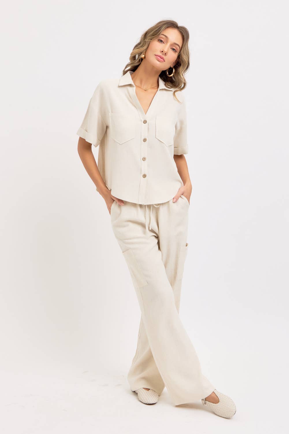 Effortless Linen Blend Pull On Pants