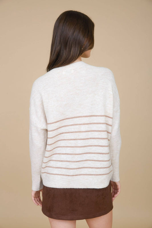 Simple & Cozy Front Seam Stripe Sweater