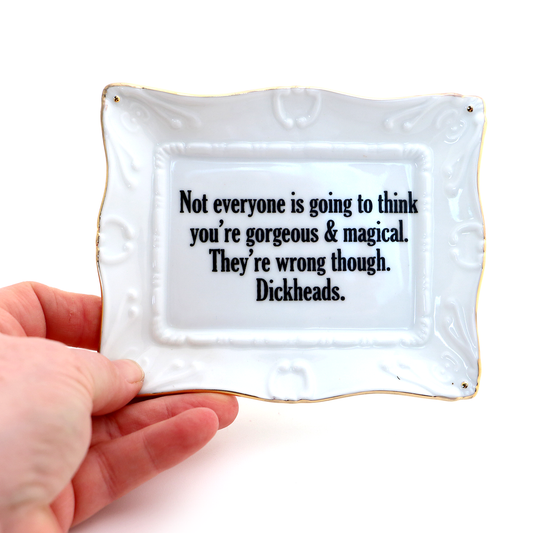 Porcelain Gorgeous and Magical tray with gold rim