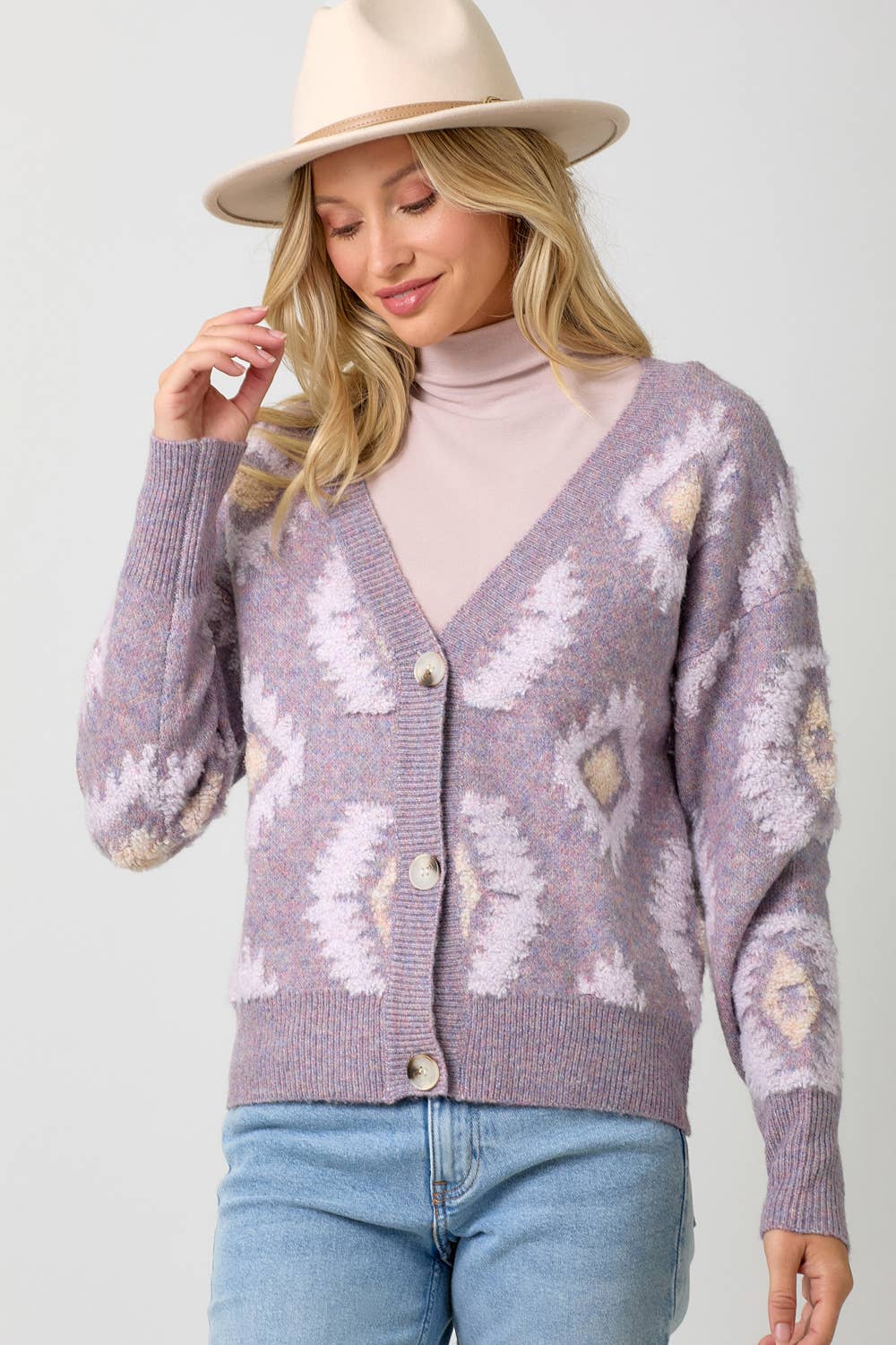 Aztec Pattern Button Down Cardigan