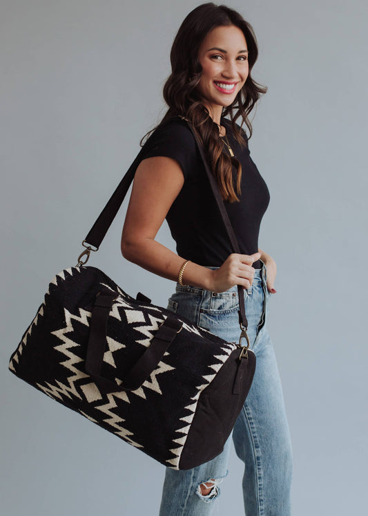Black & Cream Aztec Duffel
