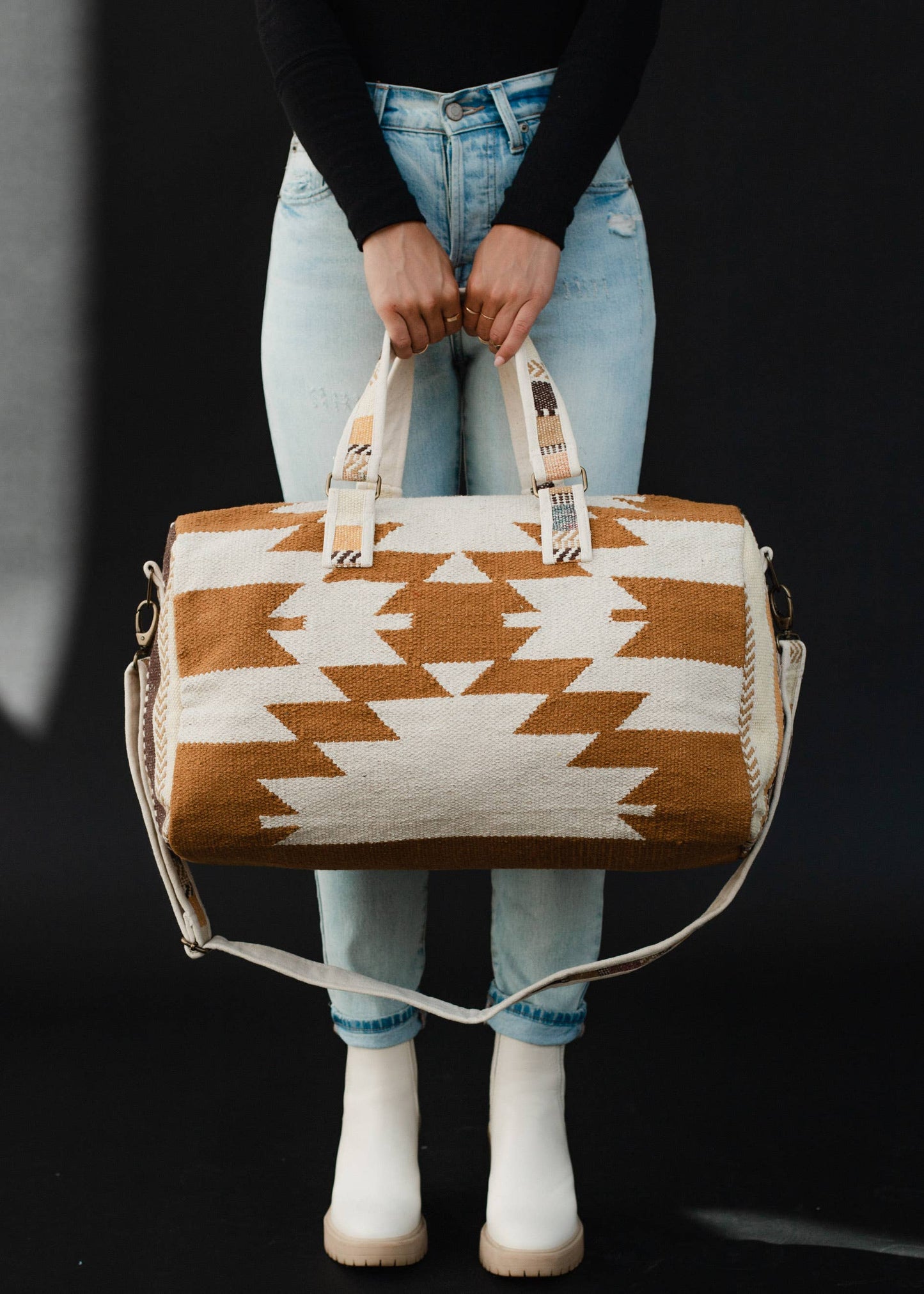 Camel & Cream Aztec Duffel