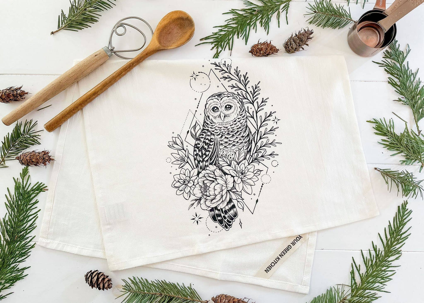 Tea Towel/ Floral Owl / Kitchen Towel
