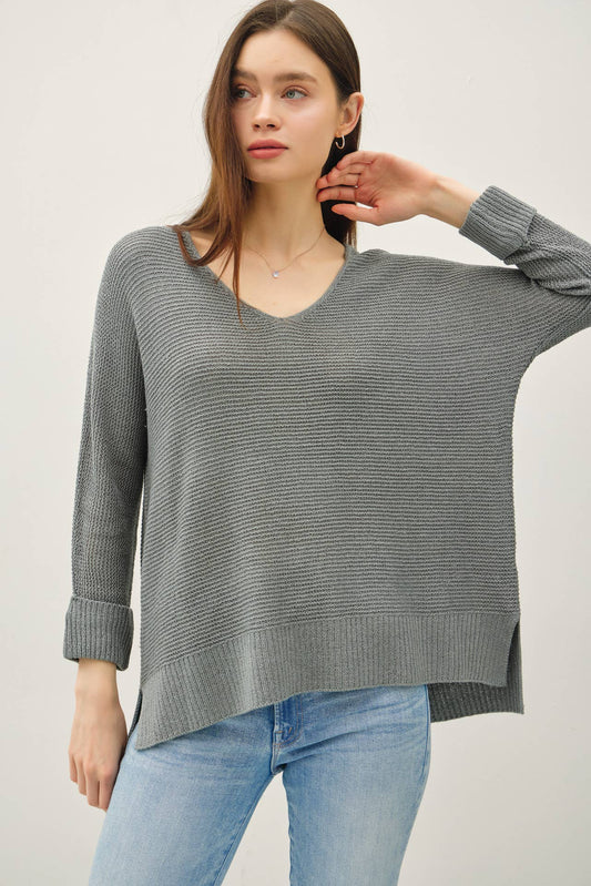 V Neck Dolman Sleeve Sweater