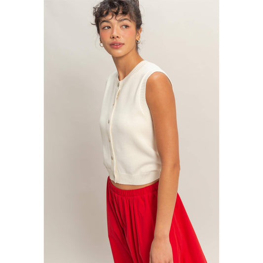 Button Up Sleeveless Cardigan