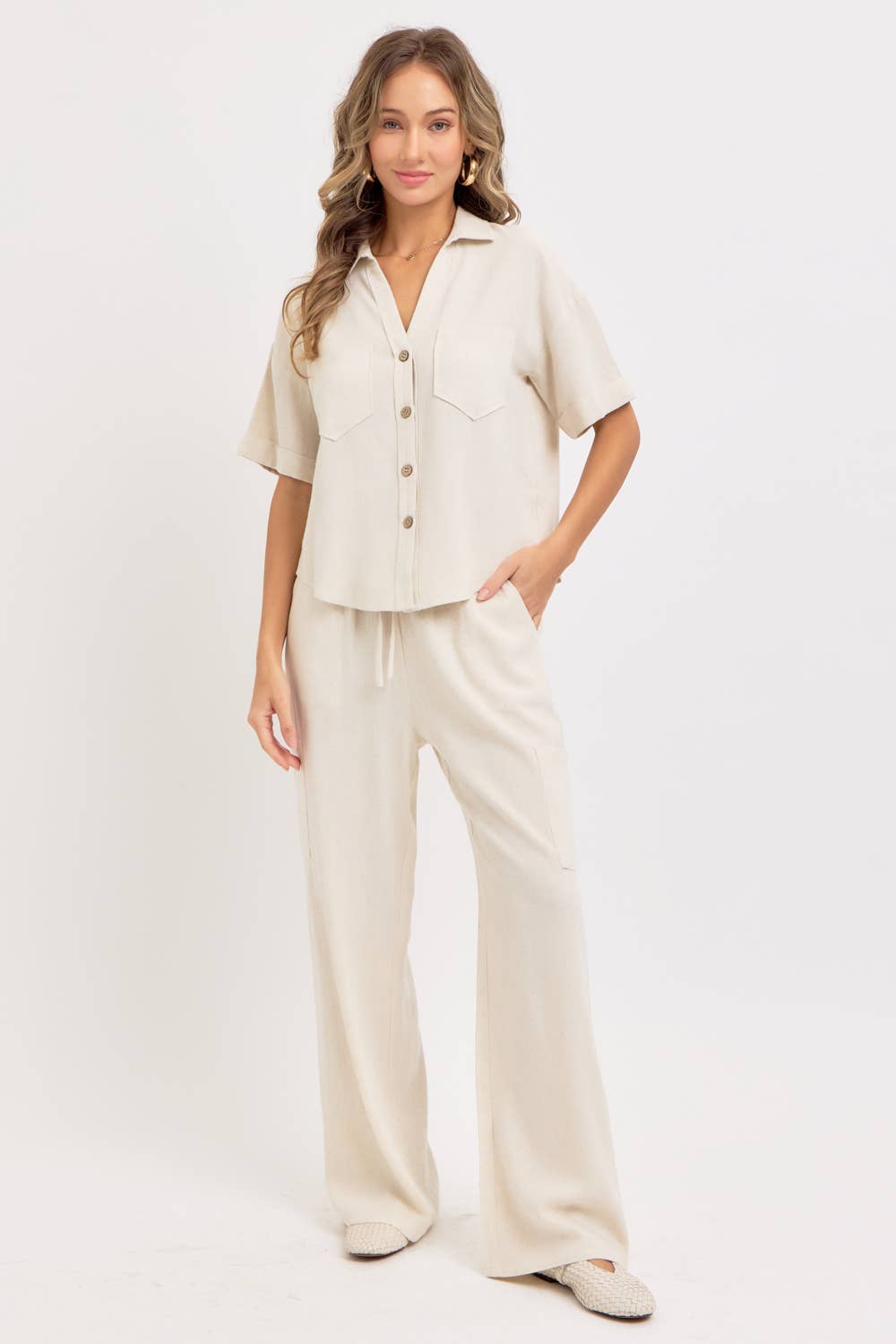 Effortless Linen Blend Pull On Pants