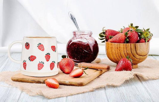 Wide Base Mug with Strawberries