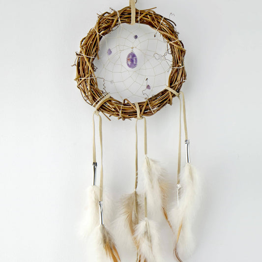 6" Twig Dream Catcher with Amethyst Stones