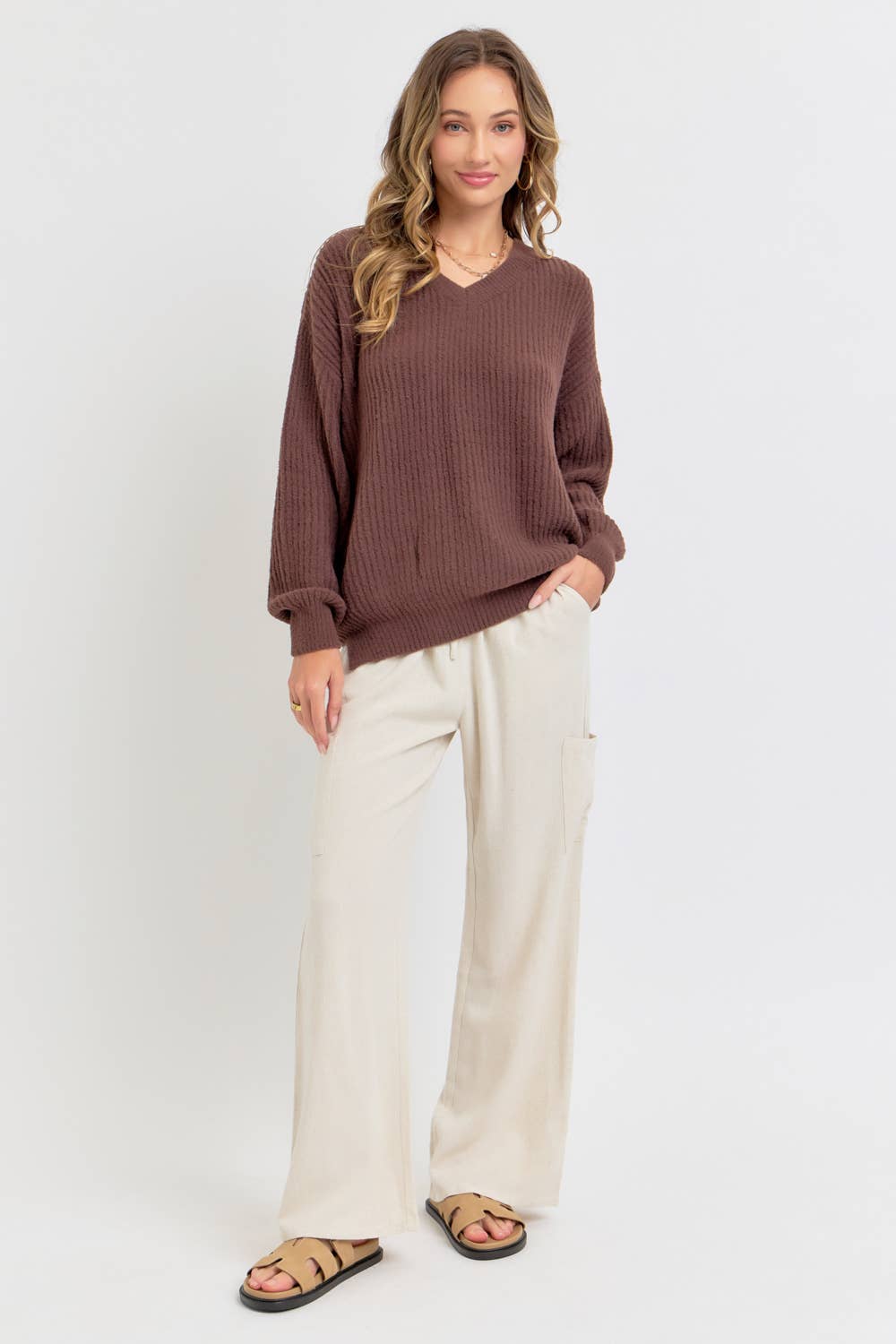 EVERYDAY CASUAL SWEATER: Brown / Contemporary / S