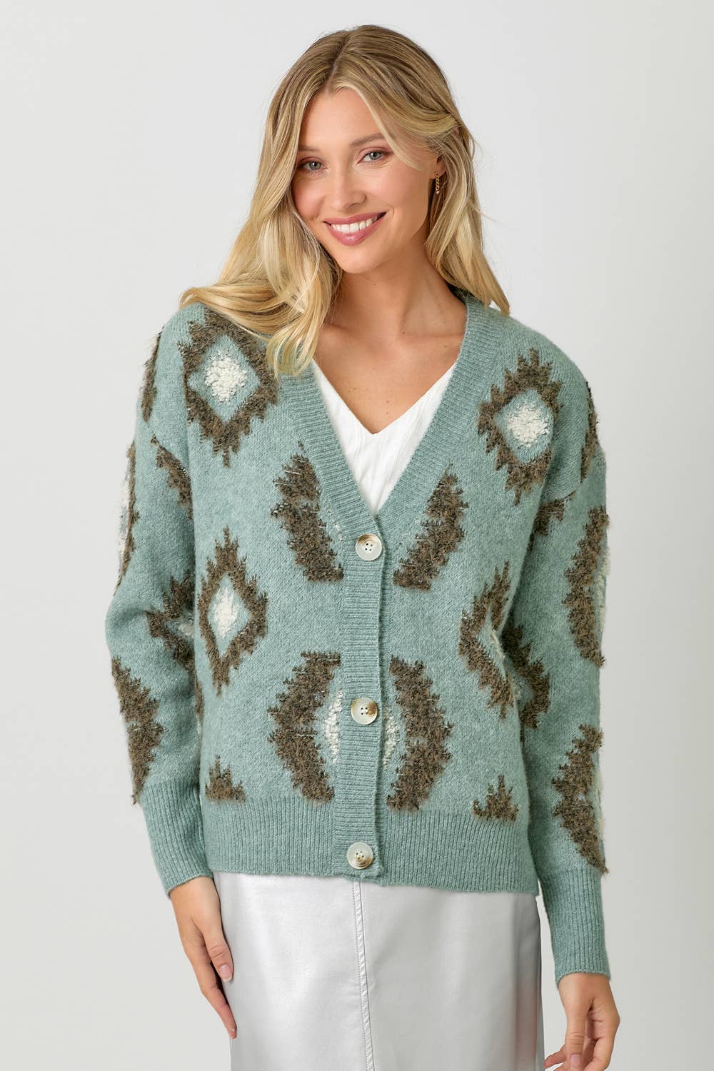 Aztec Pattern Button Down Cardigan