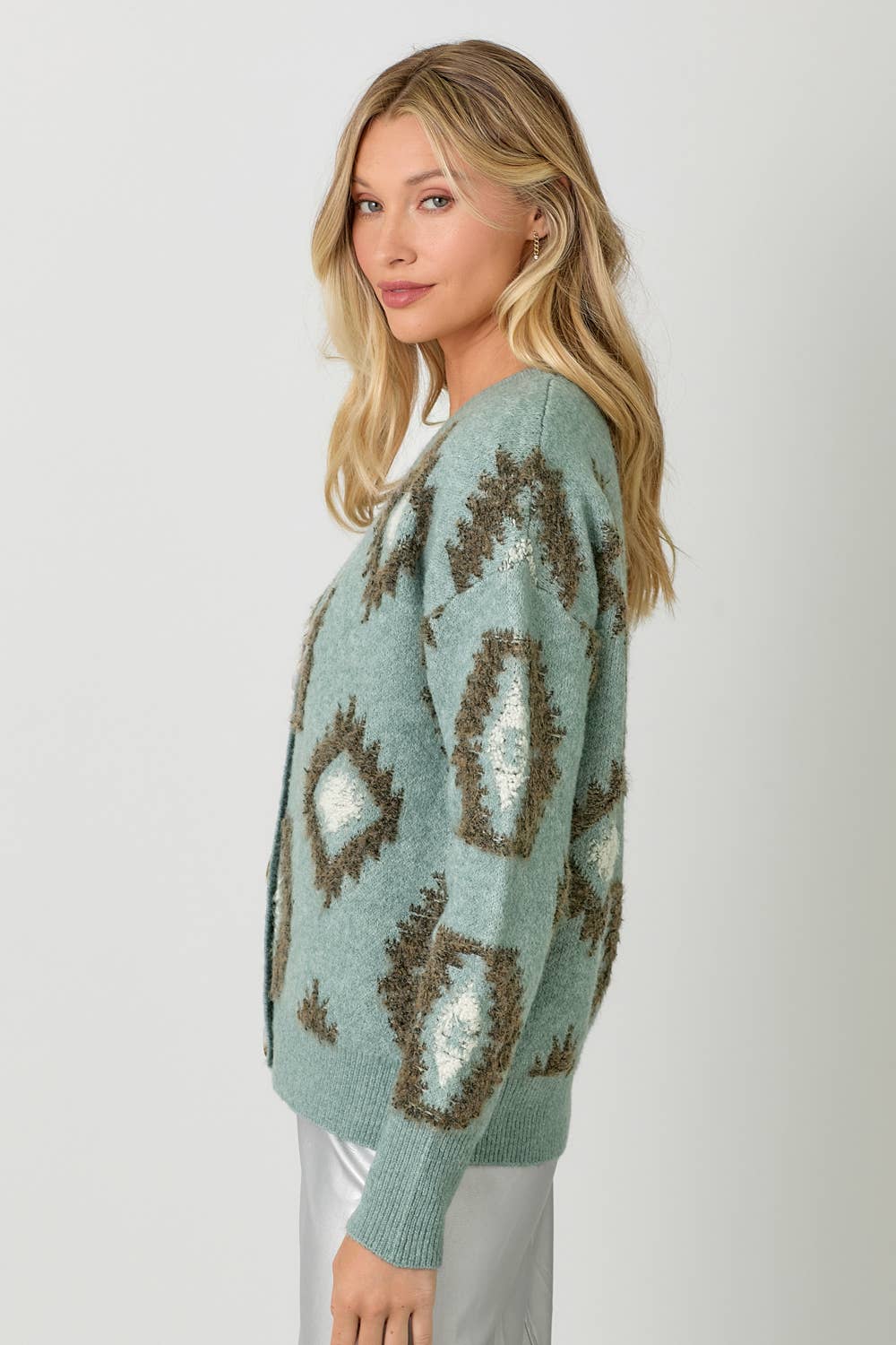Aztec Pattern Button Down Cardigan