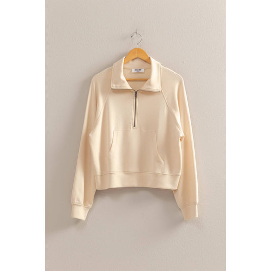 High Neck Half Zip Pocket Sweatshirt