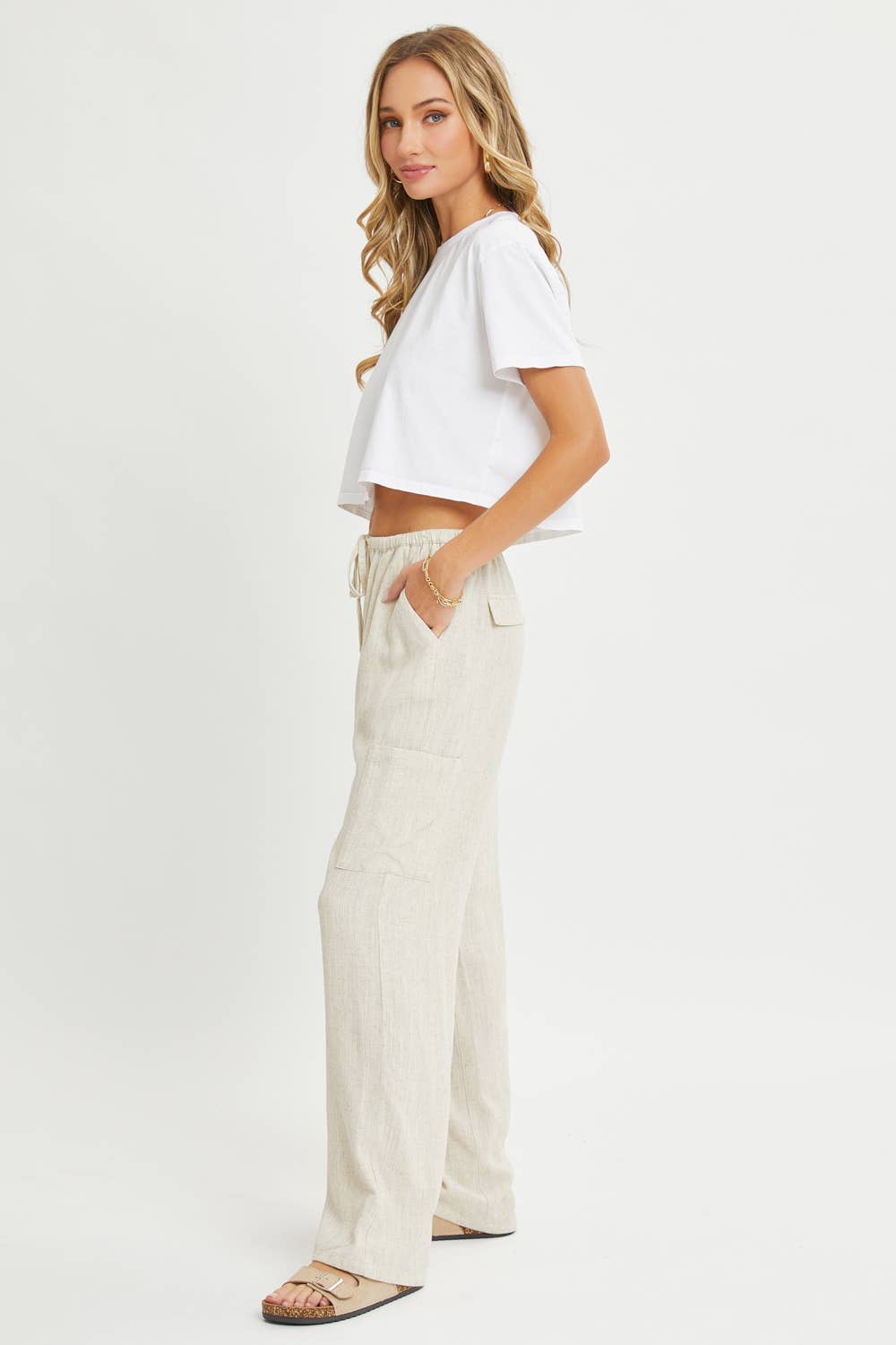Effortless Linen Blend Pull On Pants