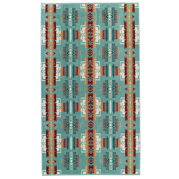 Pendleton Oversized Jacquard Spa Towel In Aqua
