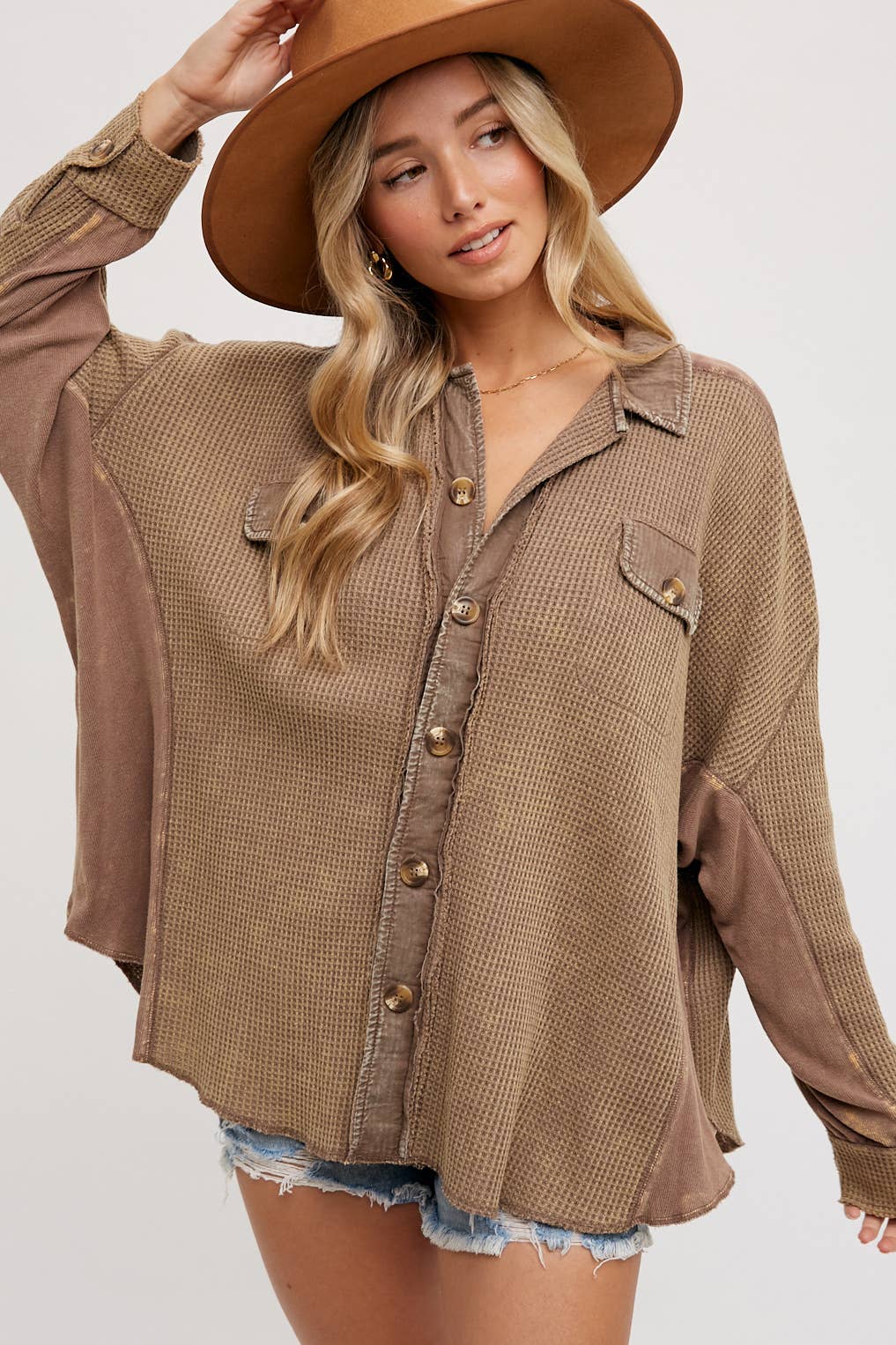 SLOUCHY WAFFLE KNIT JACKET