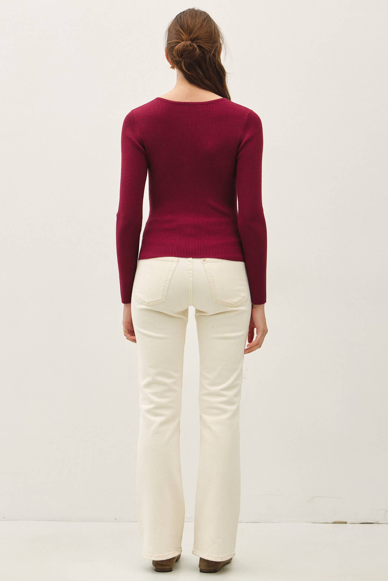 Essential Ribbed Button Up Top