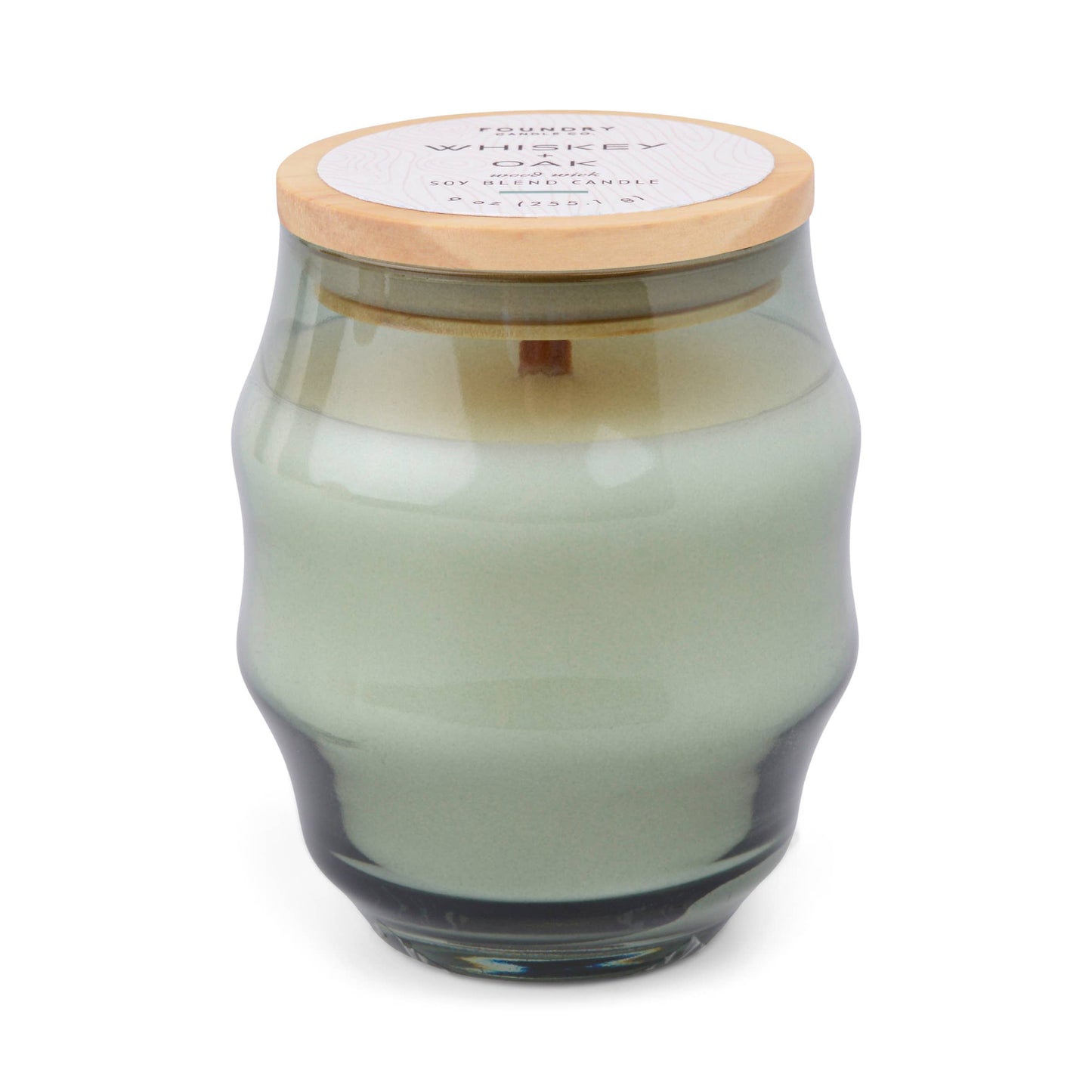 Teal Curvy Tinted 9 Oz Glass with Flat Wood Lid