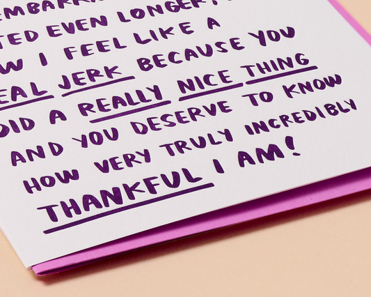 Letterpress Thank You Card—Belated Thank You Ramble (Real)