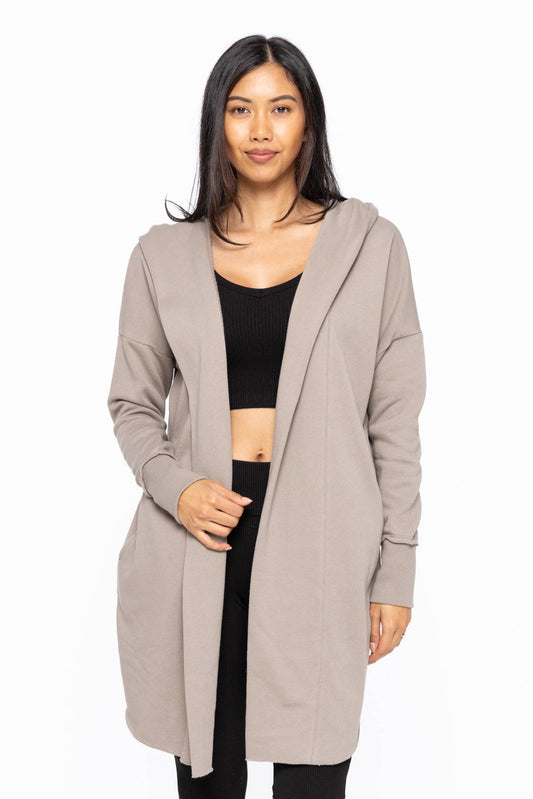 Open Front Longline Hoodie Cardigan