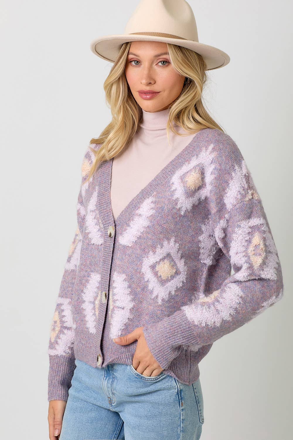 Aztec Pattern Button Down Cardigan