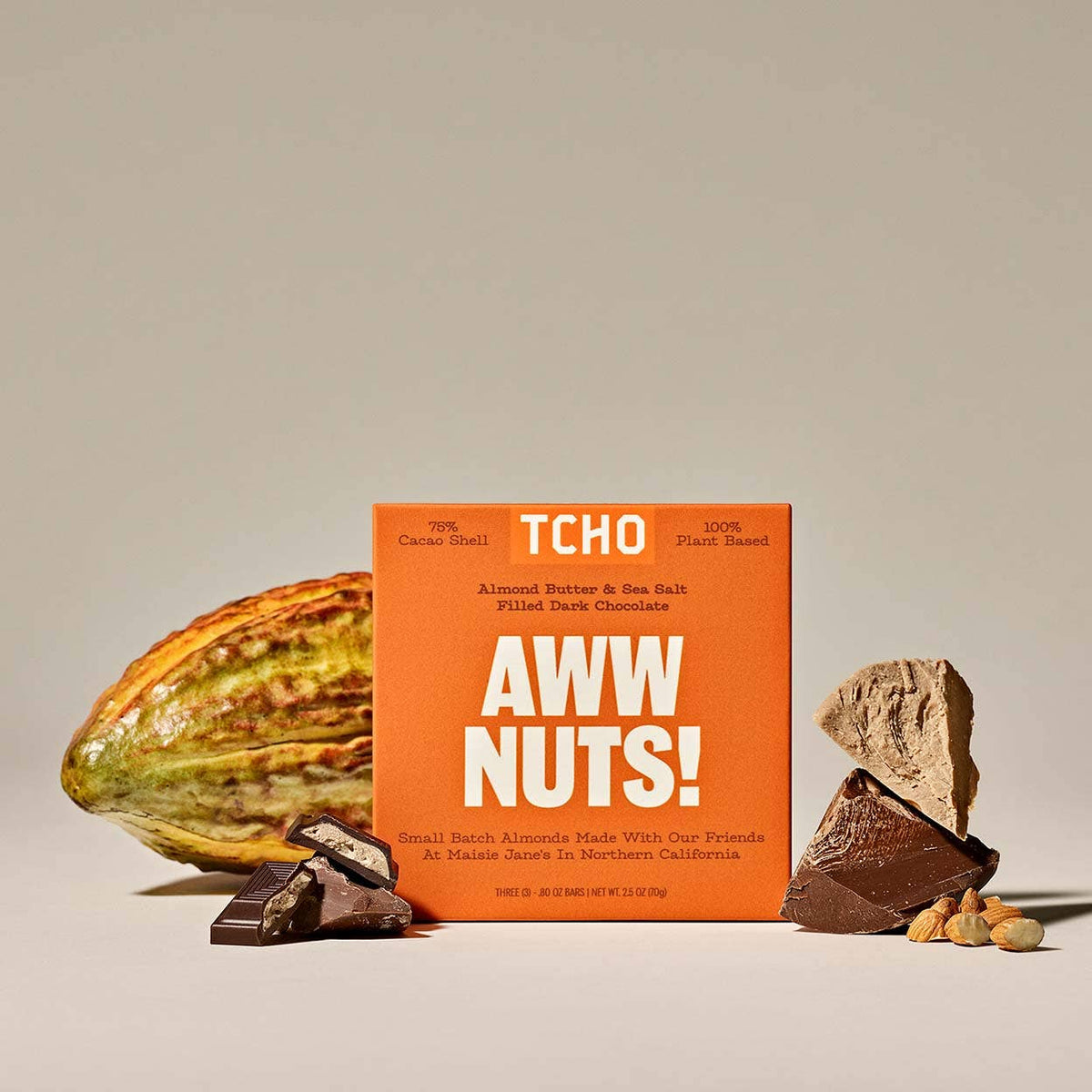 Aww Nuts! 75% Dark Chocolate Almond Butter Bar