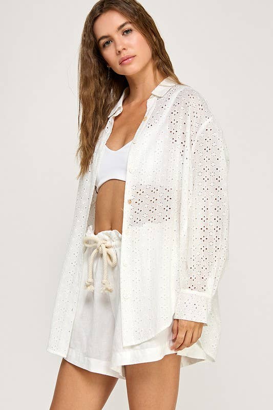 Simple Eyelet Summer Button Down