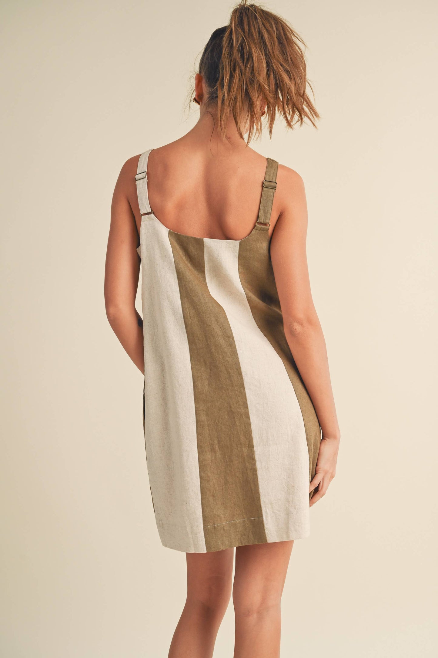 Colorblock Linen Midi Dress
