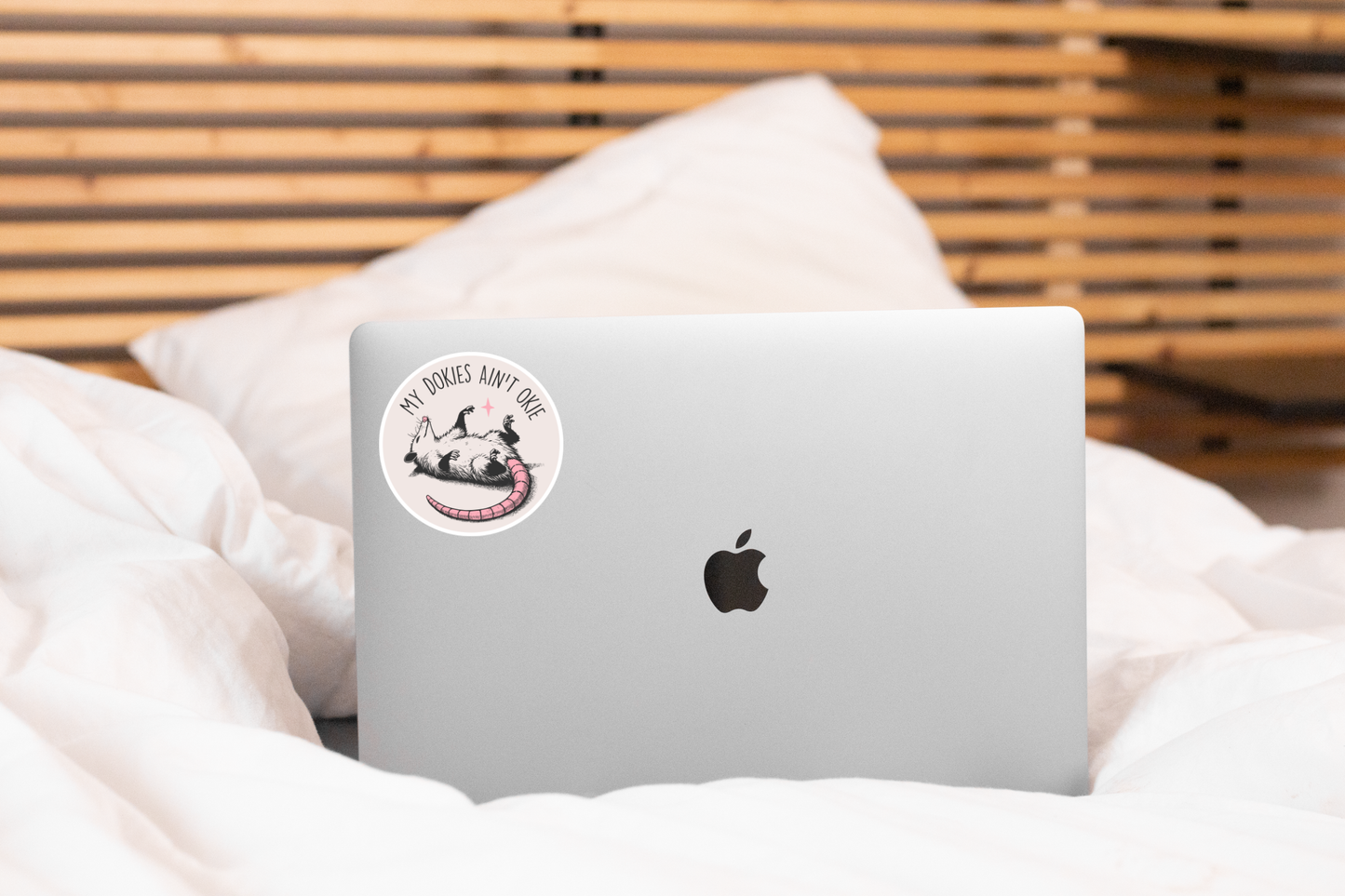 My Dokies Ain't Okie Sticker - opossum, anxiety, animal