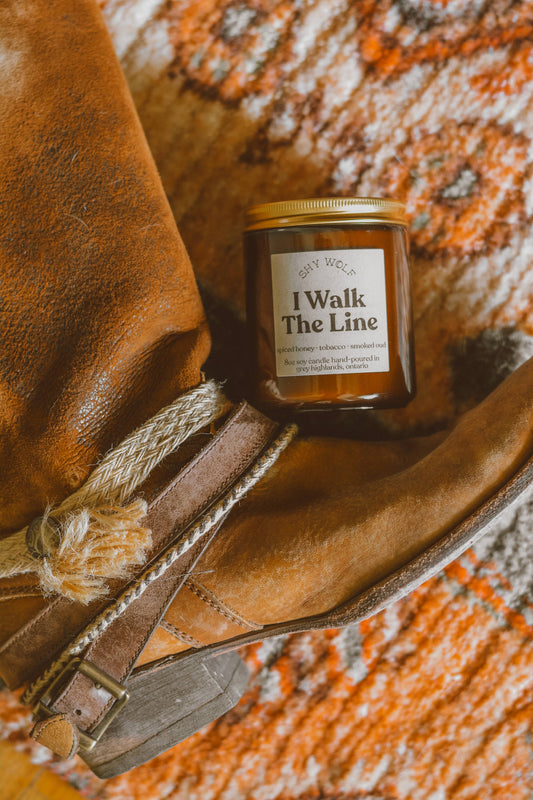 I Walk the Line Candle - Johnny Cash Inspired - Honey, Oud