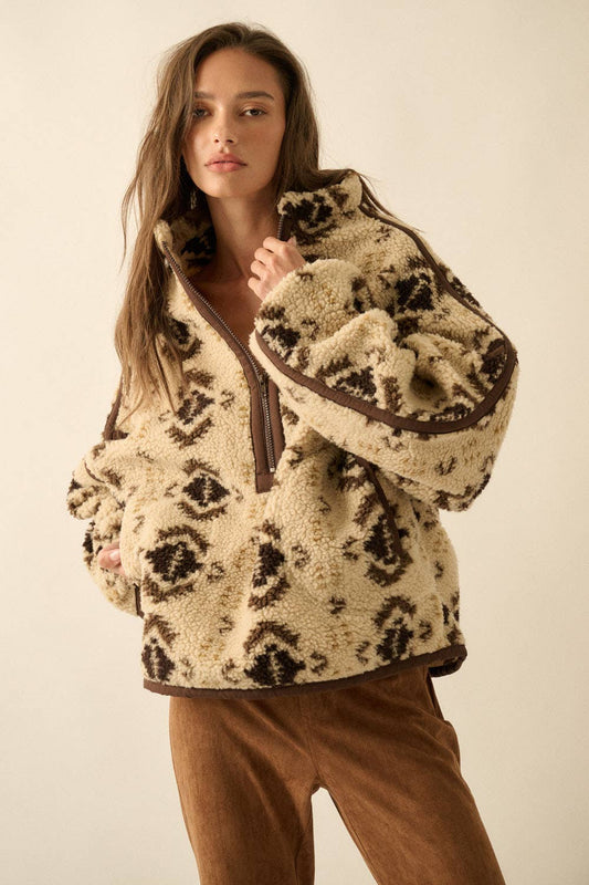 Geo-Print Sherpa Fleece Half-Zip