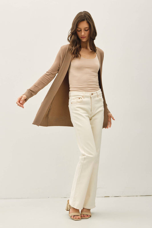 Essential Cotton Blend Open Front Cardigan