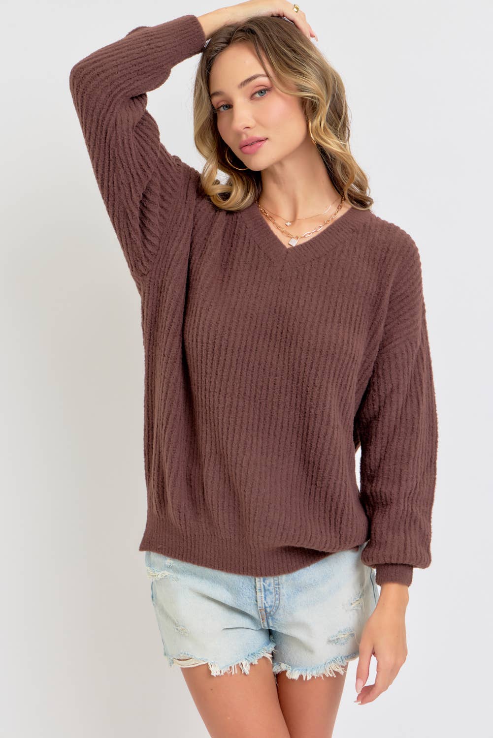 EVERYDAY CASUAL SWEATER: Brown / Contemporary / S